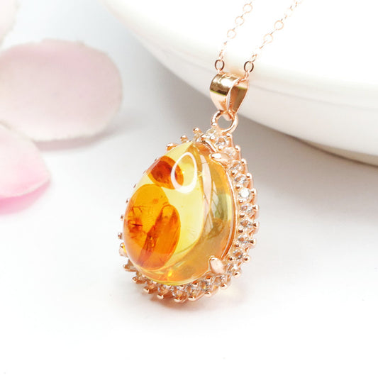 Natural Amber Protection Pendant Necklace