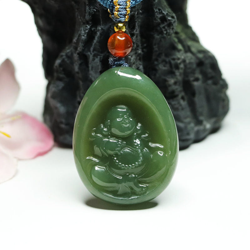 Natural Green Hetian Jade Feng Shui Buddha Pendant