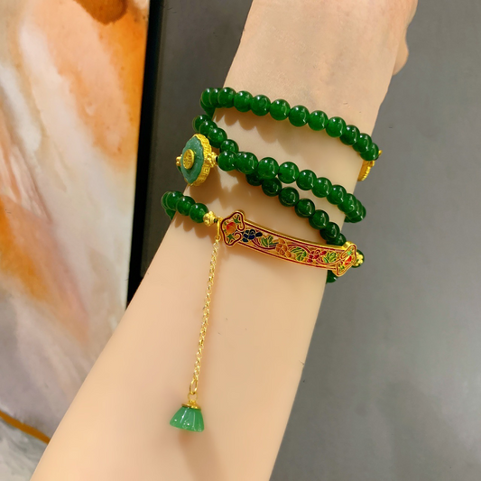 Natural Green Jade Mala 108 Beads Necklace Bracelet