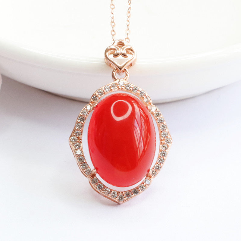Natural Red Agate Pigeon Egg Heart Pendant