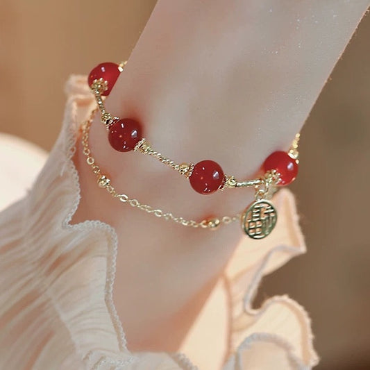 Natural Red Agate Luck & Full Blessing Bracelet