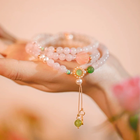 Natural Pink Hetian Jade Healing Bracelet