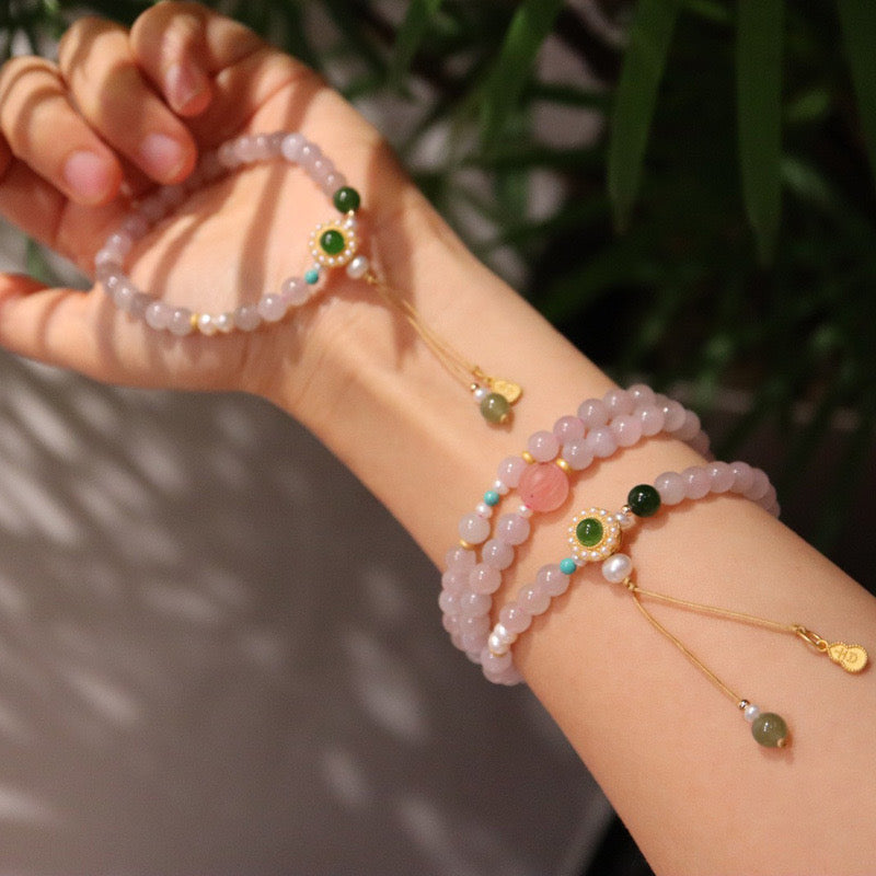 Natural Pink Hetian Jade Healing Bracelet