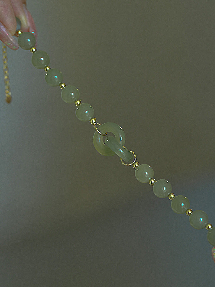 Natural Green Jade Lucky & Protection Lock Bracelet