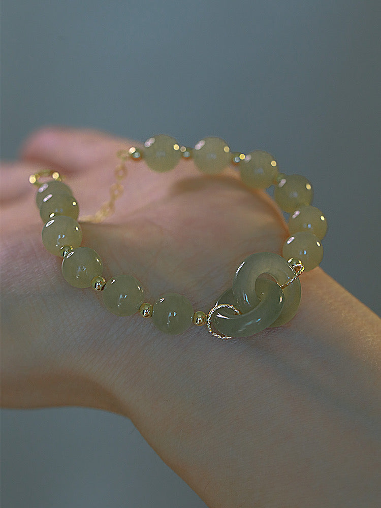 Natural Green Jade Lucky & Protection Lock Bracelet