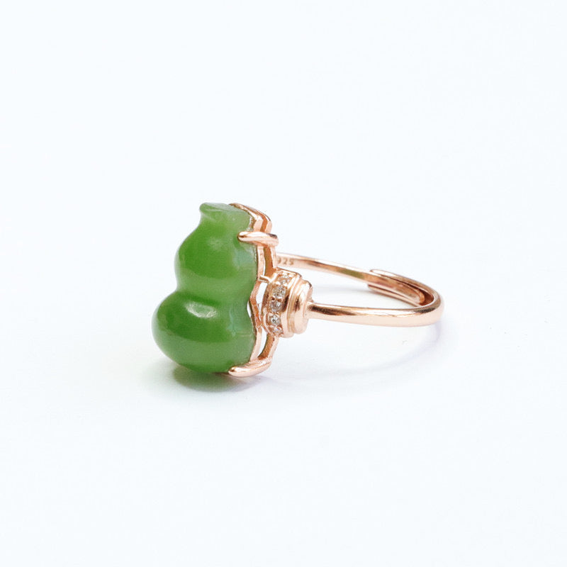 Natural Green Jade Feng Shui Calabash Ring