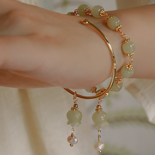 Natural Green Jade Wind Chimes Bracelet