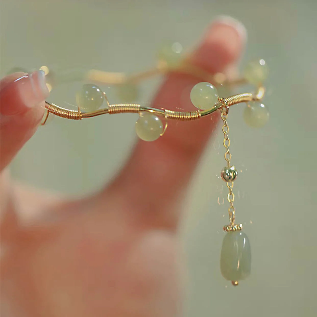 Natural Hetian Jade Feng Shui Grapes Healing Bracelet