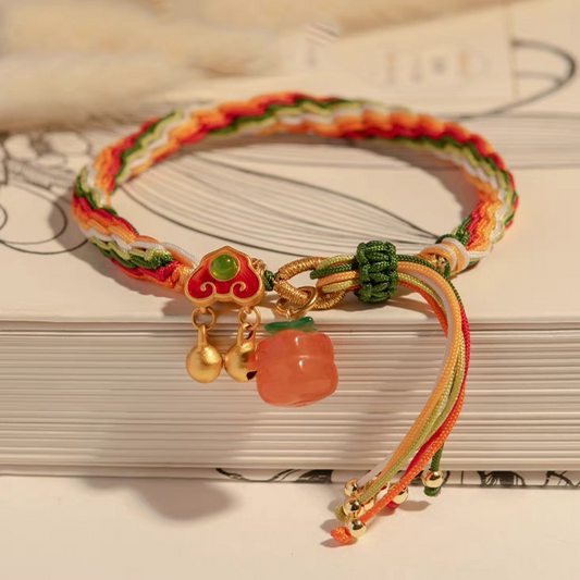 Feng Shui Persimmon Yanyuan Agate Protection Rope Bracelet