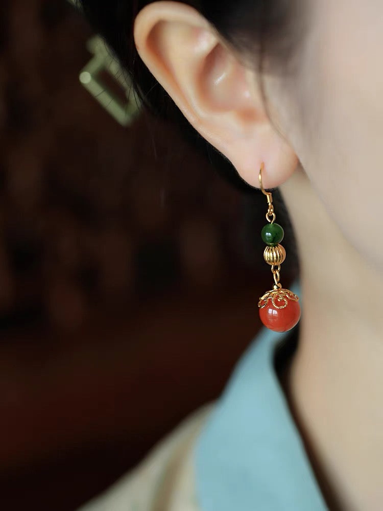 Feng Shui Cherry Yanyuan Agate Earrings