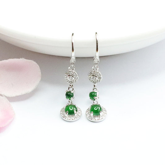 Natural Emerald Jade Ice Emperor Green Stud Earrings