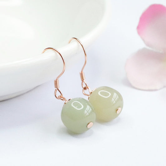 Natural Green Jade Feng Shui Grapes Earrings