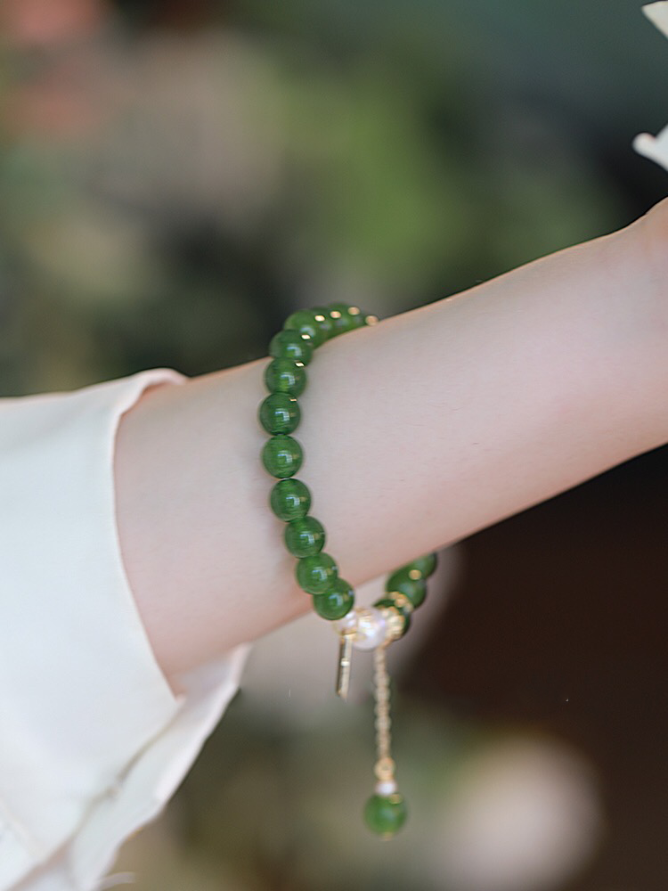 Natural Green Jade Pearls Prosperity Bracelet