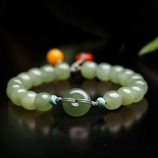 Natural Green Jade Peace Buckle Bracelet