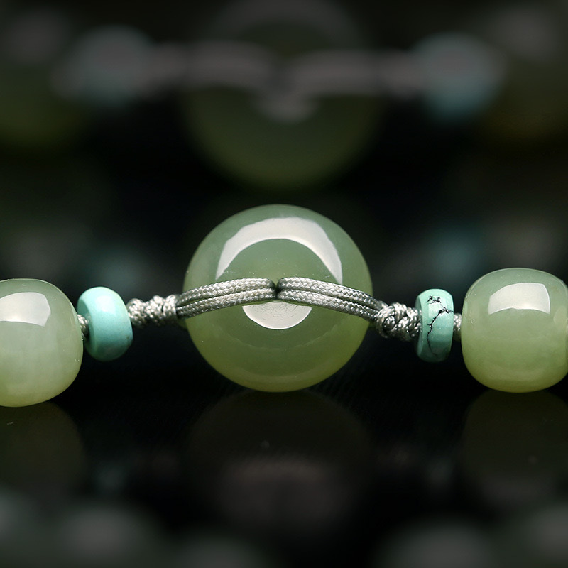 Natural Green Jade Peace Buckle Bracelet