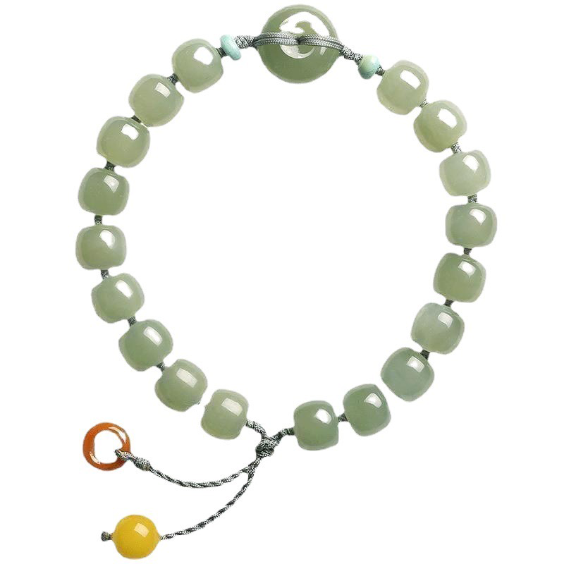 Natural Green Jade Peace Buckle Bracelet