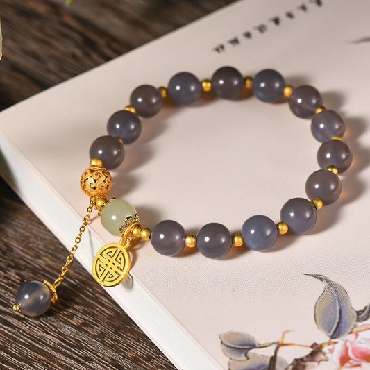 Natural Hetian Purple Jade Prosperity Bracelet