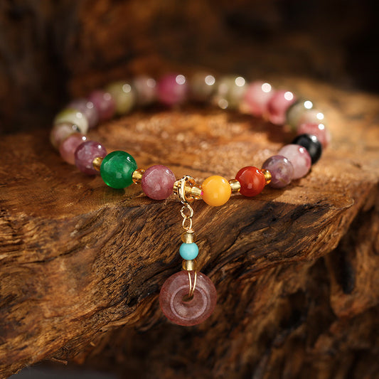 Natural Amber Strawberry Crystal Ruyi Bracelet