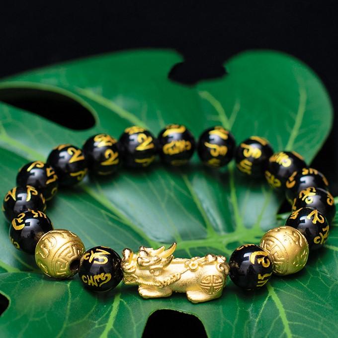 Black Obsidian Feng Shui Pixiu Wealth Bracelet