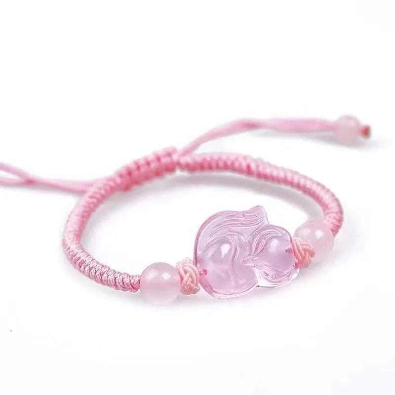 Natural Pink Crystal Charm Pixiu Bracelet