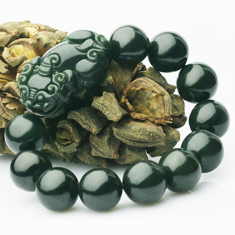 Feng Shui Hetian Green Jade Pixiu Fortune Bracelet