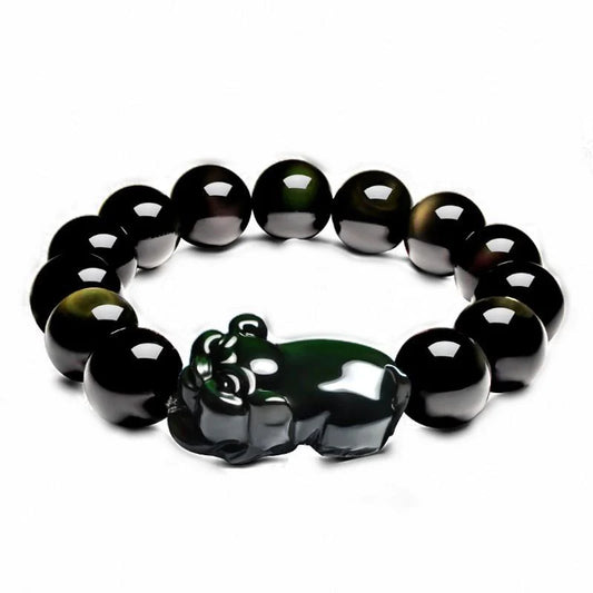 Natural Rainbow Obsidian Pixiu Healing Bracelet