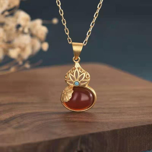 Red Agate Calabash Wealth Necklace