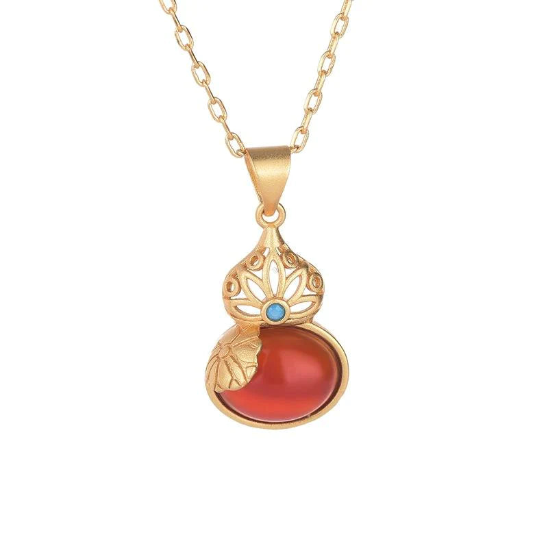 Red Agate Calabash Wealth Necklace